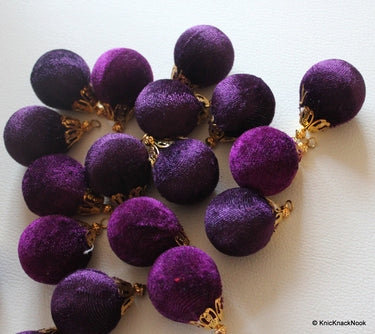 Violet And Gold Velvet Bead x 2